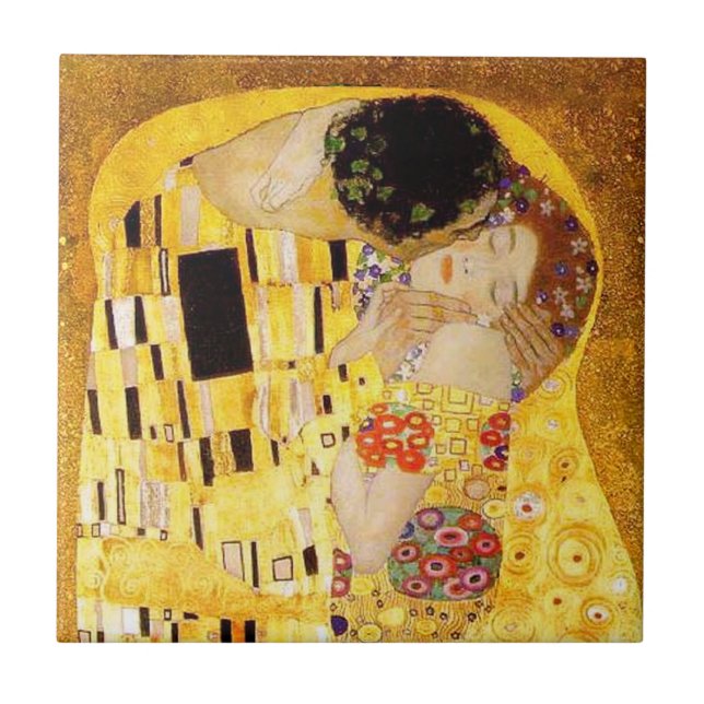 Azulejo De Cerámica Gustav Klimt La Pintura Clásica Del Beso (Frente)