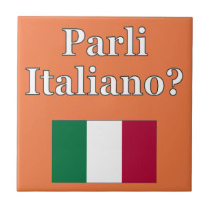 Azulejo De Cerámica ¿Hablas italiano en italiano? Bandera