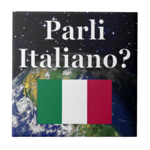 Azulejo De Cerámica ¿Hablas italiano en italiano? Bandera y Tierra