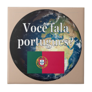Azulejo De Cerámica ¿Hablas portugués? Portugués. Bandera y Tierra