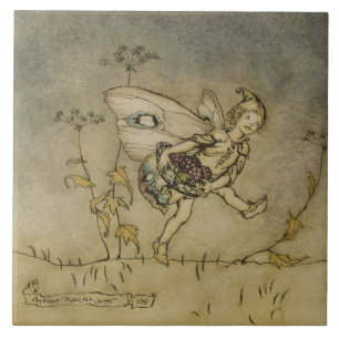 Azulejo De Cerámica Hada de Arturo Rackham el , ilustracion 'de un