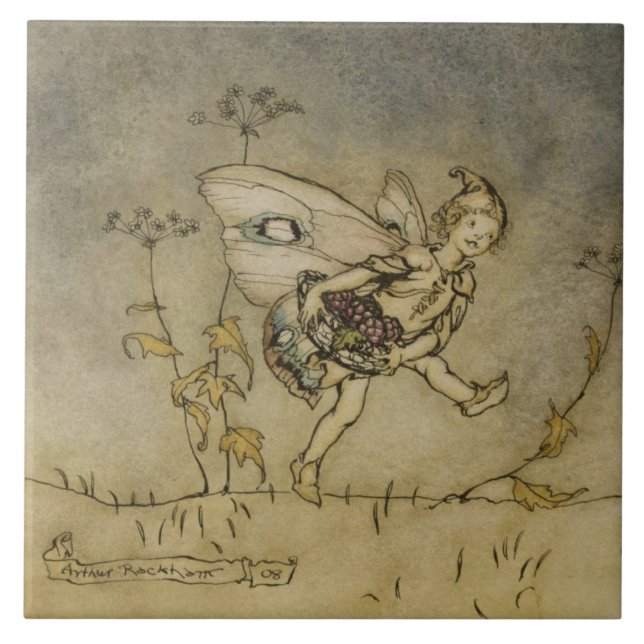 Azulejo De Cerámica Hada de Arturo Rackham el |, ilustracion 'de un (Frente)