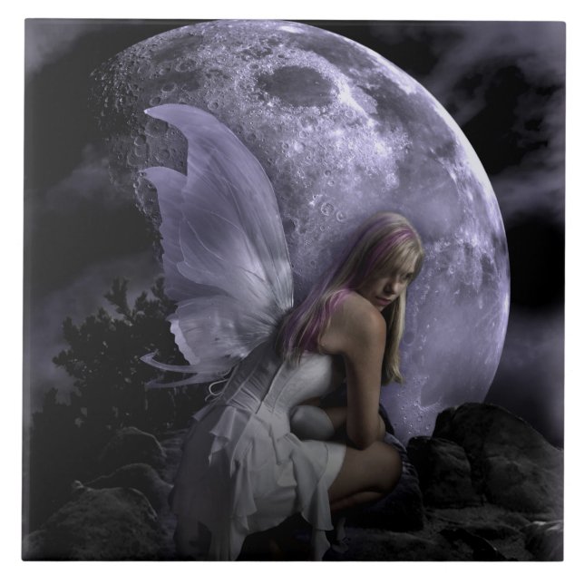 Azulejo De Cerámica Hada de la luz de luna (Frente)