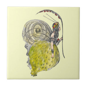 Azulejo De Cerámica Hada de mariposa de fantasía linda vintage con ala