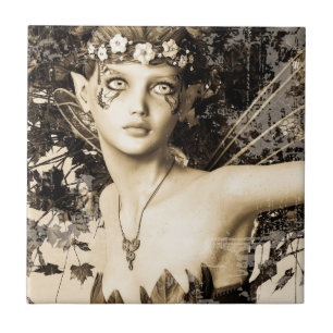 Azulejo De Cerámica Hada de primavera Bosque Antiguo Foto Arte Fantasí