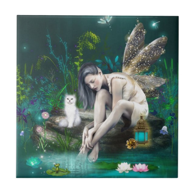 Azulejo De Cerámica Hada pensante (Frente)