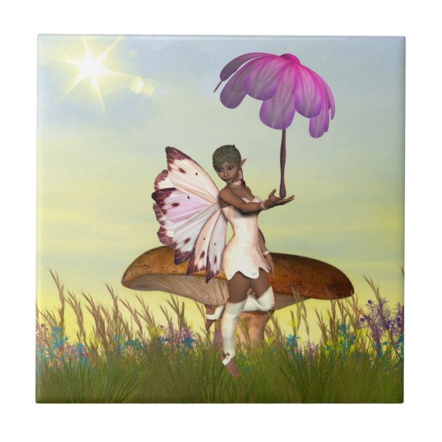 Azulejo De Cerámica Hada Trivet del duende (Frente)