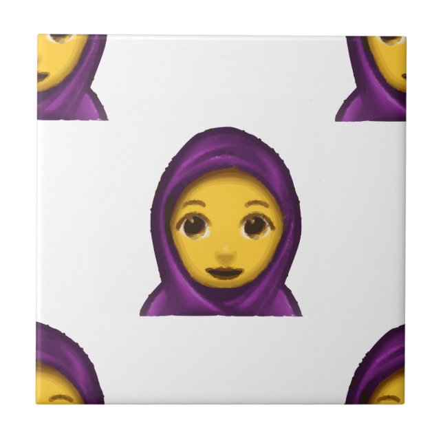 Azulejo De Cerámica hajib de emoji (Frente)