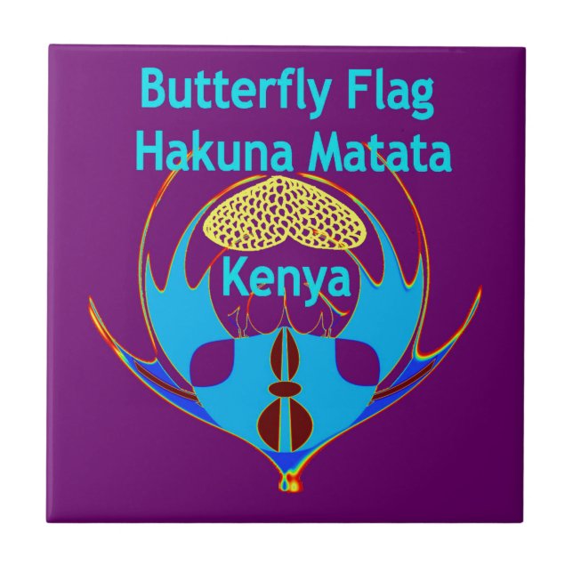 Azulejo De Cerámica "Hakuna Matata Kenya" Arte de mariposa Imprimir/Gr (Frente)