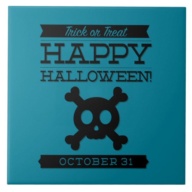 Azulejo De Cerámica Halloween de retro tipográfico (Frente)