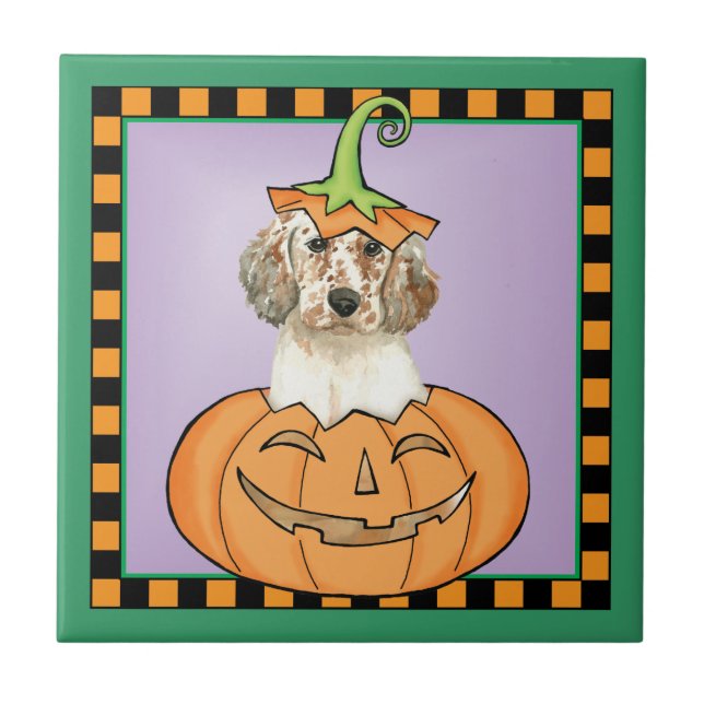 Azulejo De Cerámica Halloween English Setter (Frente)