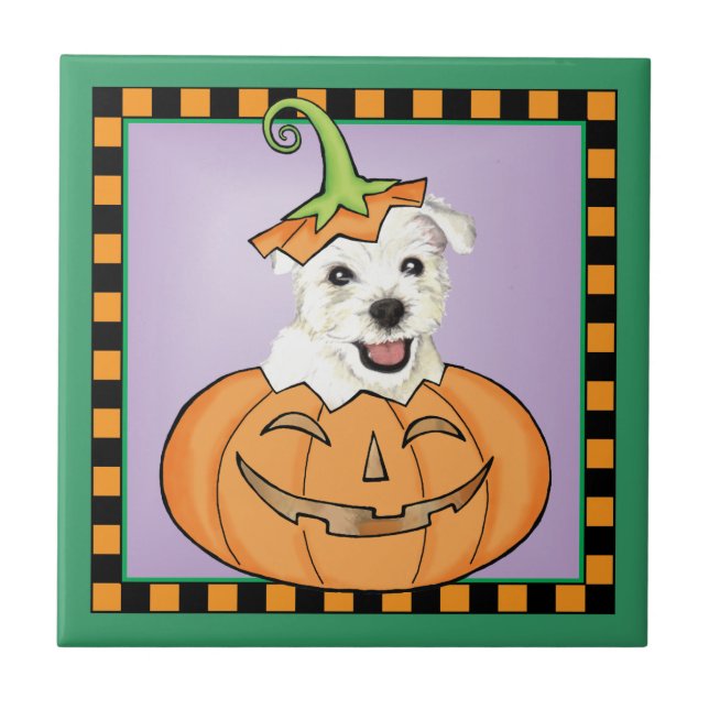 Azulejo De Cerámica Halloween Westie (Frente)