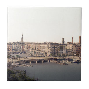 Azulejo De Cerámica Hamburg Alsterarkaden Deutschland Alster Alemania