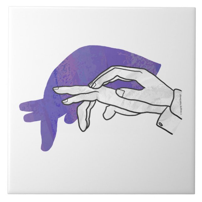 Azulejo De Cerámica Hand Silhouette Anteater Purple (Frente)