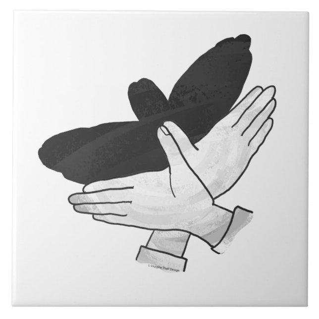 Azulejo De Cerámica Hand Silhouette Eagle (Frente)