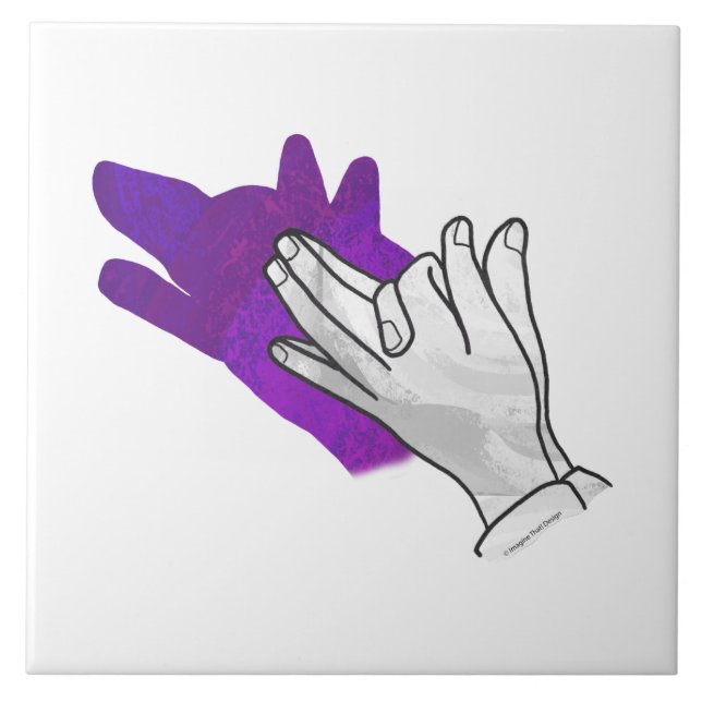 Azulejo De Cerámica Hand Silhouette Wolf Purple (Frente)