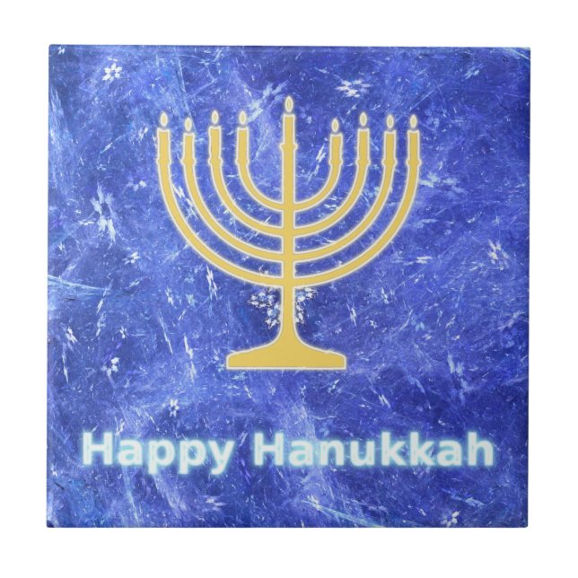 Azulejo De Cerámica Hanukkah Snowstorm Menorah (Frente)