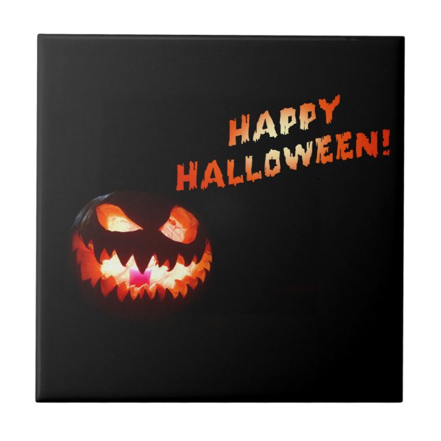 Azulejo De Cerámica HAPPY HALLOWEEN - FLORECIENTE Jack-O-Lantern (Frente)