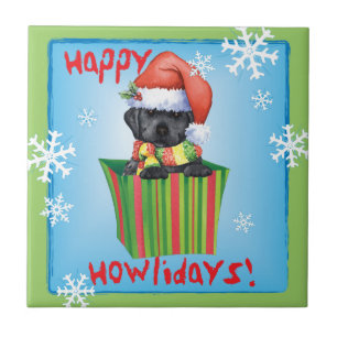 Azulejo De Cerámica Happy Howlidays Black Lab