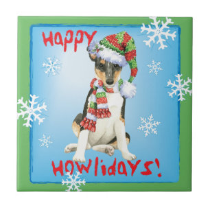 Azulejo De Cerámica Happy Howlidays Smooth Collie