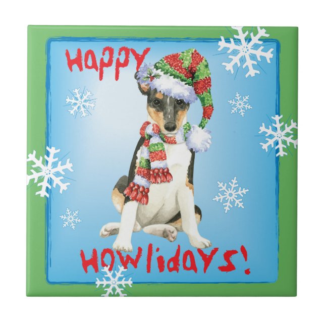 Azulejo De Cerámica Happy Howlidays Smooth Collie (Frente)