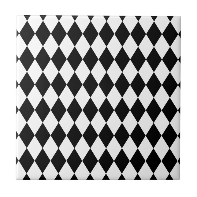Azulejo De Cerámica Harlequin blanco y negro (Frente)