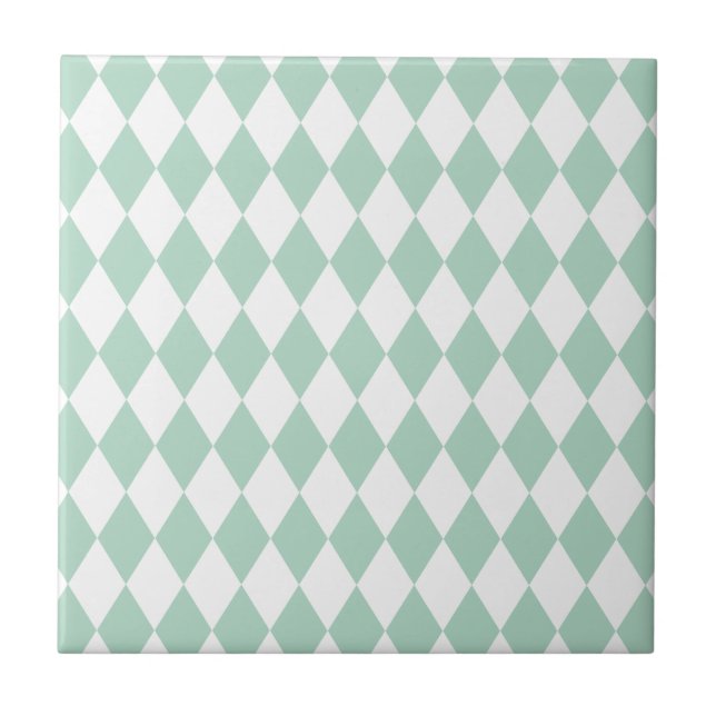 Azulejo De Cerámica Harlequin Seafoam y blanco (Frente)