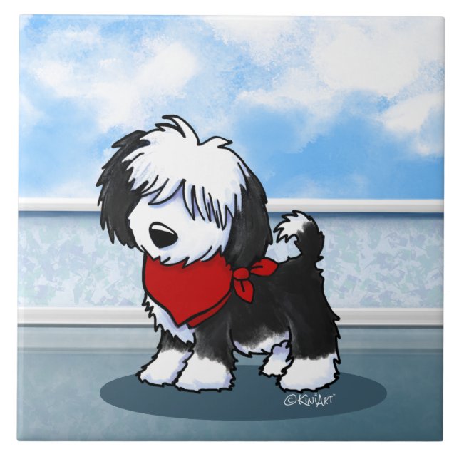 Azulejo de cerámica Havanese Cutieface de KiniArt (Frente)