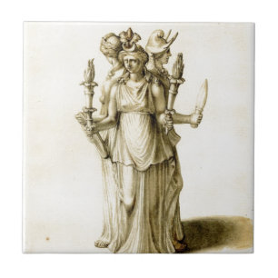 Azulejo De Cerámica Hecate Triple-Corpóreo