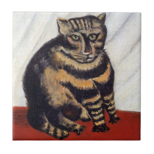 Azulejo De Cerámica Henri Rousseau - El gato tigre ( Le Chat Tigre )