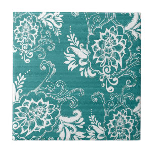 Azulejo De Cerámica Hermosa, elegante, clásica, verde azulada y blanca