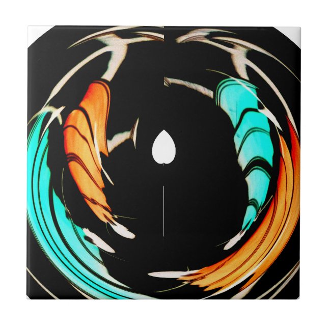 Azulejo De Cerámica Hermosa imagen de arte en estilo africano (Frente)