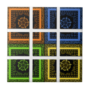 Azulejo De Cerámica Hermosas rayas geométricas a cuadros de colores