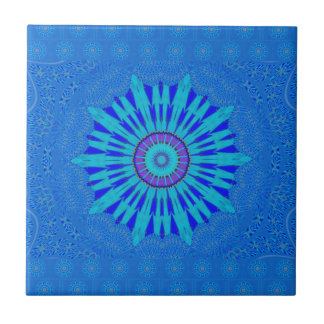 Azulejo De Cerámica Hermoso Arte Impreso de Mandala Azul Real