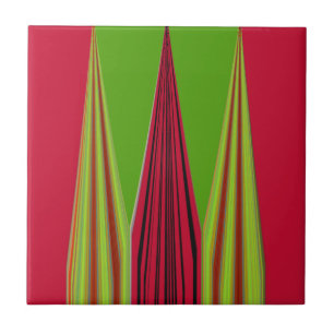 Azulejo De Cerámica Hermoso diseño de arte fractal rojo amarillo verde
