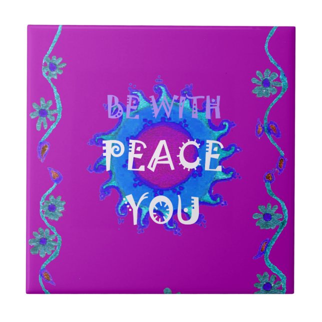 Azulejo De Cerámica Hermoso diseño gráfico amarillo dorado (Frente)