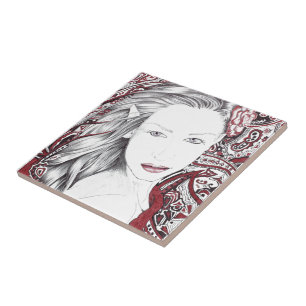 Azulejo De Cerámica Hermoso Elfo Female Paisley