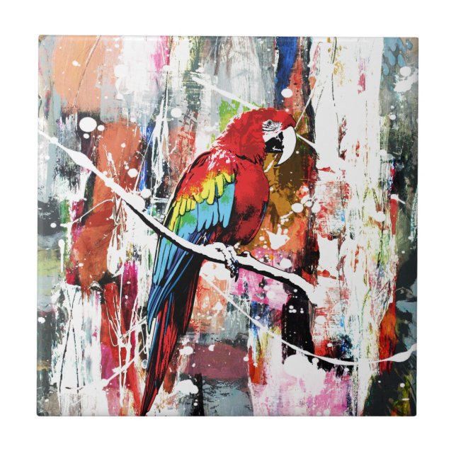 Azulejo De Cerámica Hermoso loro (Frente)