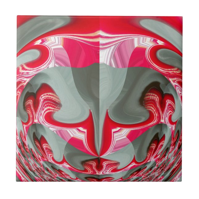 Azulejo De Cerámica Hermoso motivo geométrico de ceniza roja diseño AR (Frente)