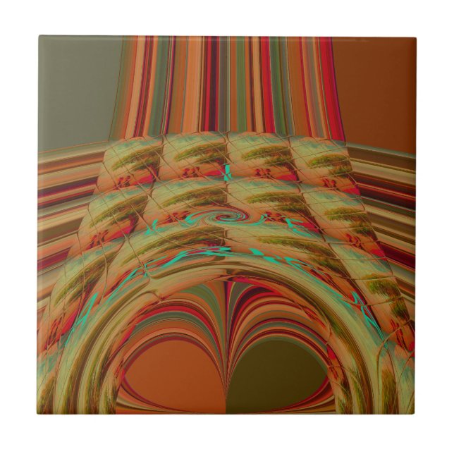 Azulejo De Cerámica Hermoso motivo marrón dorado tradicional africano (Frente)