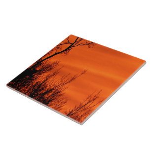 Azulejo De Cerámica Hermoso Sunrise Naranja en Kansas