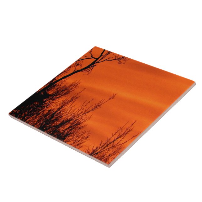 Azulejo De Cerámica Hermoso Sunrise Naranja en Kansas (Lado)