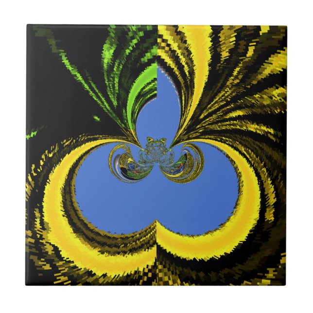 Azulejo De Cerámica Hermoso y encantador arte amarillo y azul sudafric (Frente)