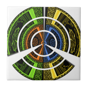 Azulejo De Cerámica Hermosos Ilustraciones circulares coloridos africa