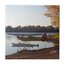 Azulejo De Cerámica Hidroavión por el lago