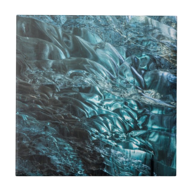 Azulejo De Cerámica hielo azul de una cueva de hielo, Islandia (Frente)