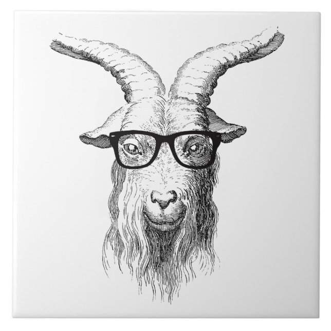 Azulejo De Cerámica Hipster Goat (Frente)