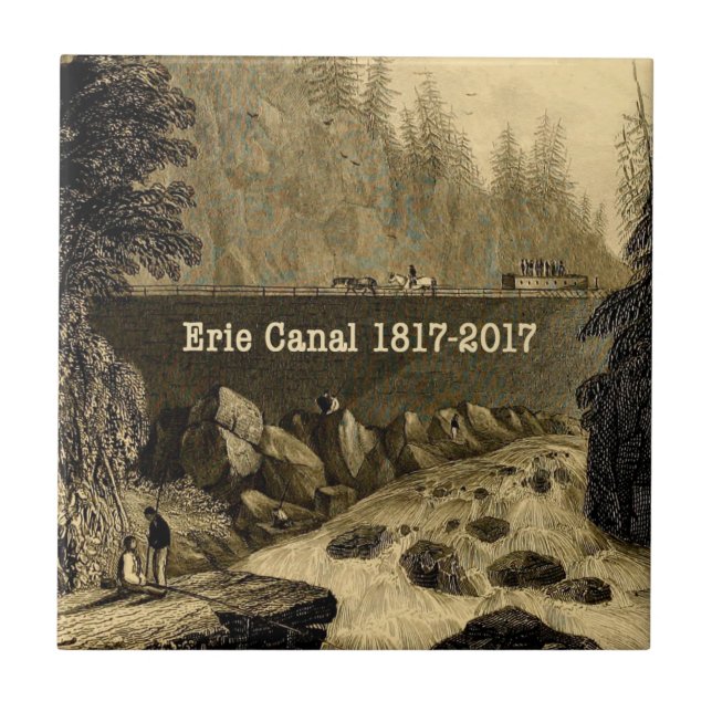 Azulejo De Cerámica Histórico Canal Erie Bicentenario Años (Frente)