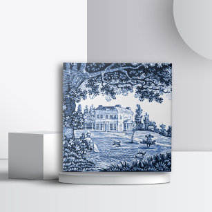 Azulejo De Cerámica Hogar victoriano azul paisajístico