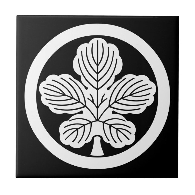 Azulejo De Cerámica Hoja de morera de papel en círculo (Frente)